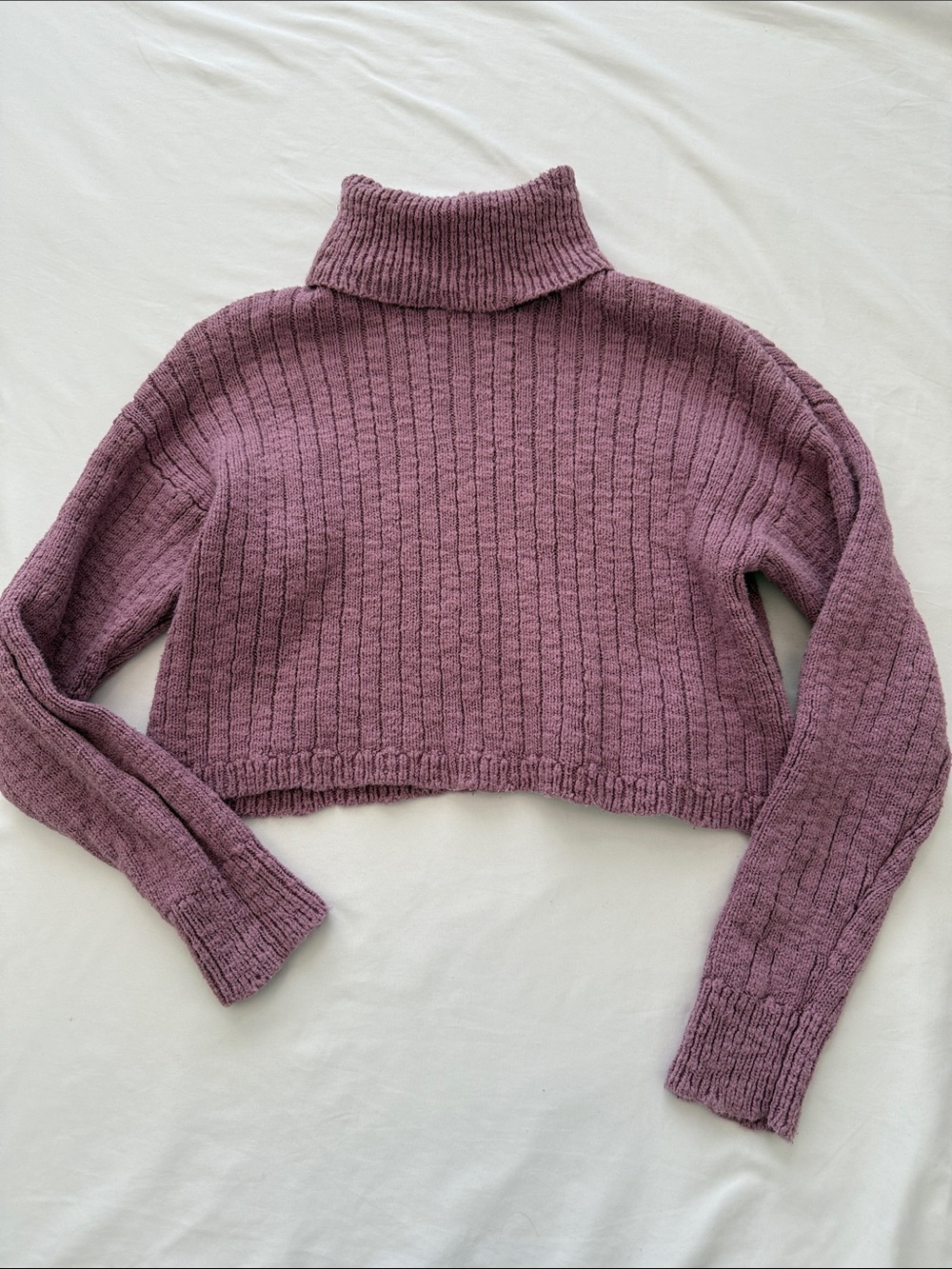 Forever 21 Cropped Ribbed Turtleneck Sweater - Mauve